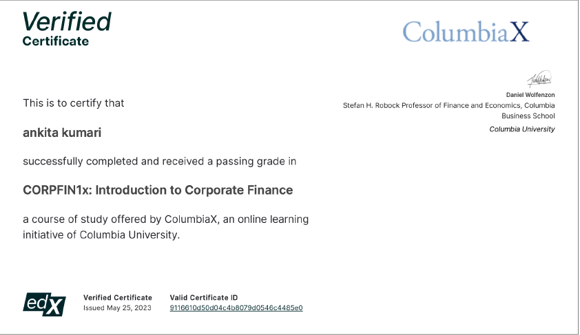 ColumbiaX Certificate