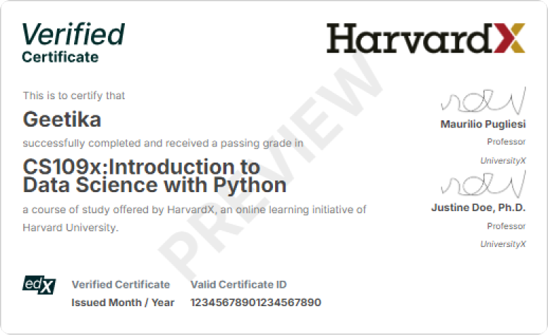 Harvard Certificate